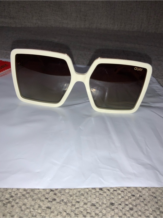 Quay Australia Cream Square Frame Sunglasses with Brown Gradient Lenses main image 13